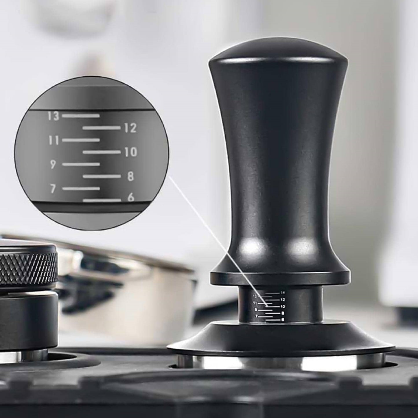 Spring-Loaded Coffee Tamper - Black